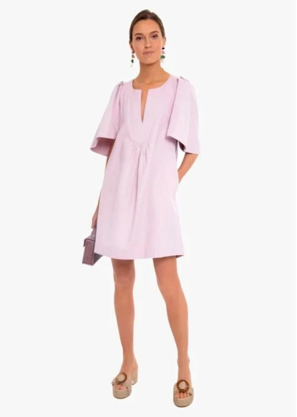 Preppy 100% Cotton Lila Finley Flutter V-Neck Tuckernuck Mini Dress Summer Flowy